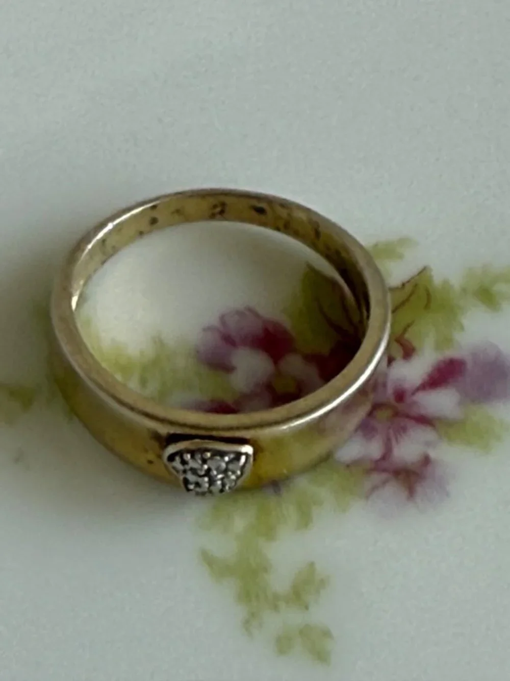 Vintage 90s Ring 925 Silver Gold Vermeil Heart Ring Size size 9